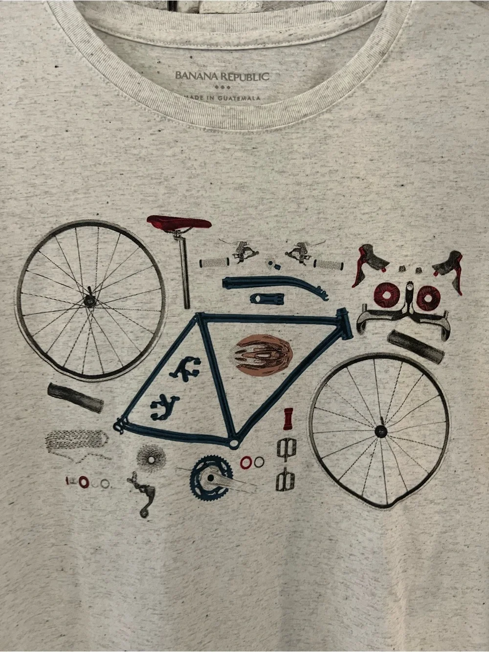 Banana Republic Men’s Light Gray Bicycle Graphic T‑Shirt